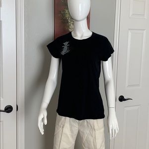 JWLA by Johnny Was Top black w/ embroidery & lace